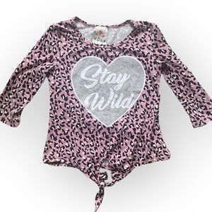 JENNA & JESSIE Pink Leopard Print Stay Wild Shirt